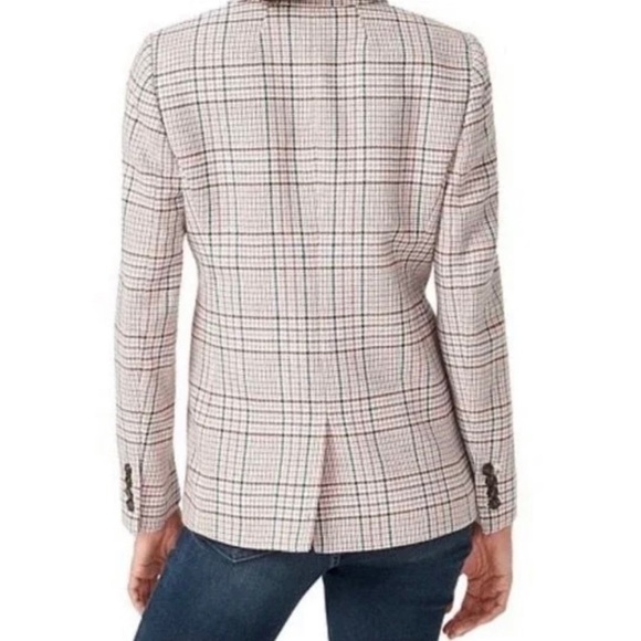 J. Crew Parke Plaid Nello Gori Wool Blazer Italian Neutral Houndstooth Size 00 - Picture 9 of 12